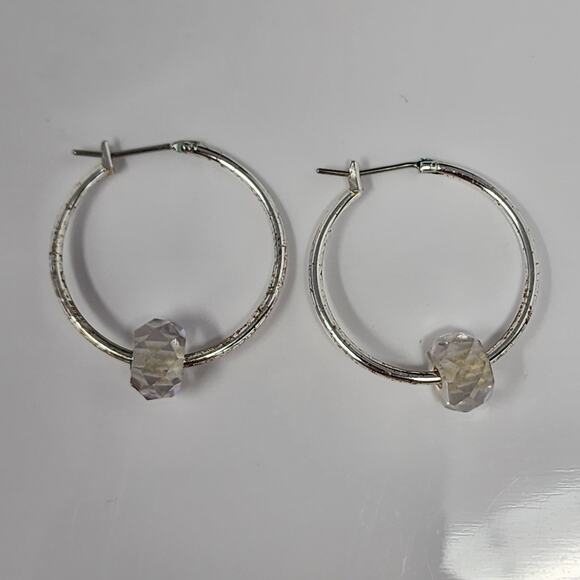 Faceted Bead Hoop Earrings - Picture 2 of 4
